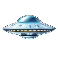 Unidentified flying object isolated on a white background in a ufo vector illustration