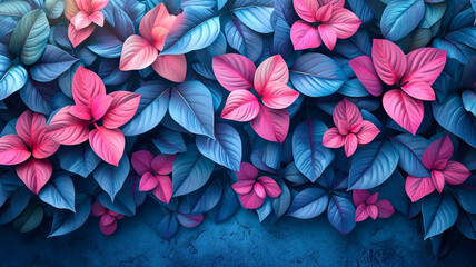 Vibrant Pink and Blue Foliage Close-Up  
