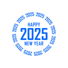 Fototapeta premium happy 2025 new year circular logo for celebration new year. vector isolated on white 