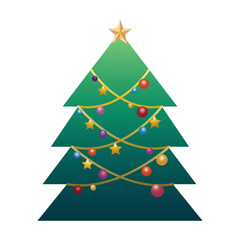 Fototapeta premium Christmas tree with colorful balls. Illustration of Christmas ornament element. 