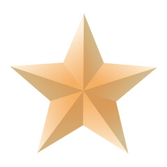 A golden star solid pentacle. Illustration of holiday ornament element. 