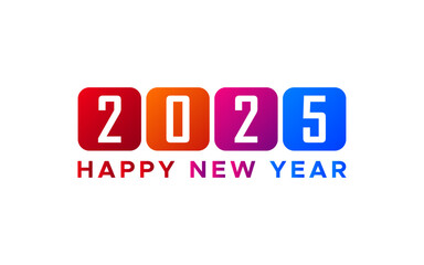 Happy New Year 2025 Text Letters Colorful Cubes Blocks for Celebration Holiday 