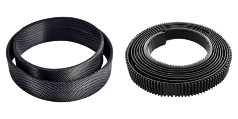 Serpentine belt isolated on transparent background, Set of