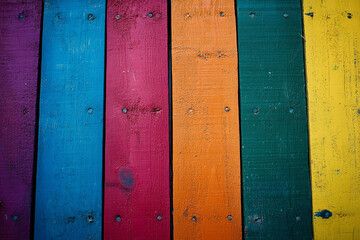 Vibrant Multicolored Wooden Planks Background with Rustic Texture for Creative Design and Decoration Projects