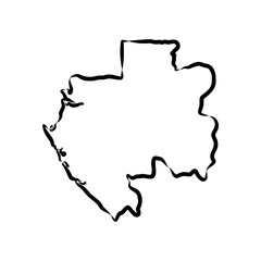 Outline Sketch Map of Gabon With States and Cities, can be used for business designs