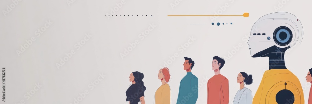 Fototapete a diverse group of individuals engages with an abstract ai system, reflecting on technology's influe