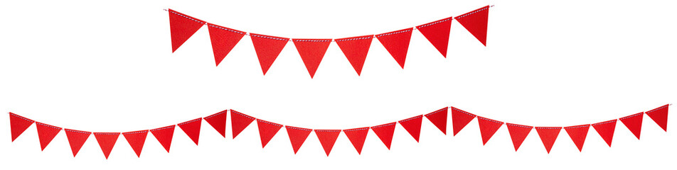 Red triangle flags. Isolated
