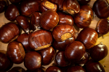 Fresh Brown Chestnuts Perfect for Autumn Cooking and Baking