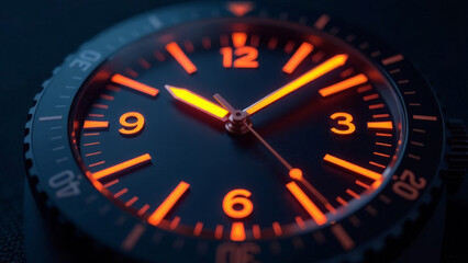 Fototapeta premium Neon futuristic clock. Business background.