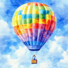 Naklejka premium Colorful hot air balloon floating in blue sky