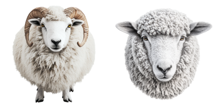 Sheep isolated on transparent background, Set of