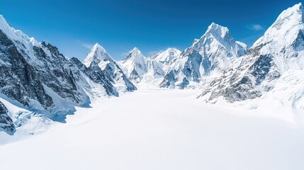 Obraz premium Scenic himalayas covered in snow concept. Majestic Glacial Landscape Under Clear Blue Sky
