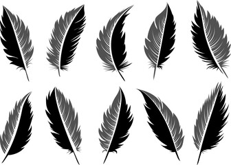 Feather engraving emblem set