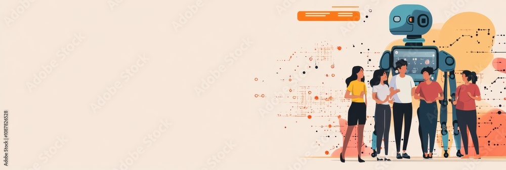 Leinwandbilder a diverse group of people interacts with an abstract ai system, sharing ideas and collaborating in a