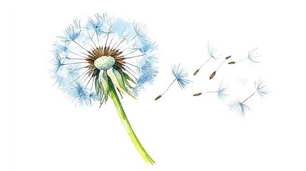 Ethereal painting watercolor background concept. Ethereal Dandelion Illustration in Gentle Hues