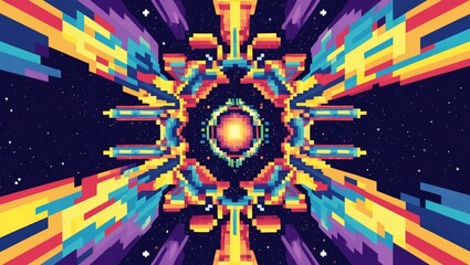Fototapeta premium Beautiful retro pattern, wallpaper pixel art