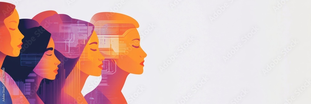 Fototapete a group of individuals engages with an abstract ai system, highlighting teamwork, creativity, and te