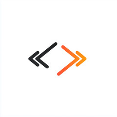 Obraz premium Double Arrows Left Right Black Orange Minimalist Icon