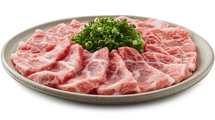 Fototapeta premium Food, Japanese Dish Shabu Shabu, on White Background, Photo Realistic, Wallpaper, Cover and Screen for Smartphone, PC, Laptop, 9:16 and 16:9 Format