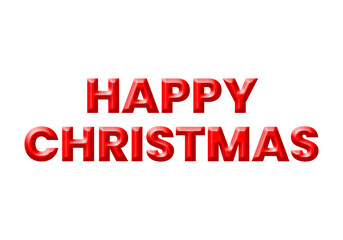 happy christmas 3d red typography message on white background 