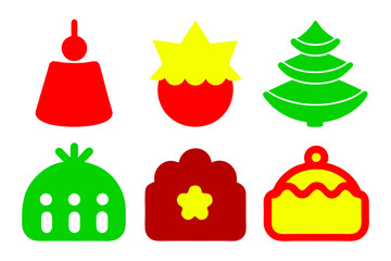 6 vector outline  silhouette icon set of Christmas cake