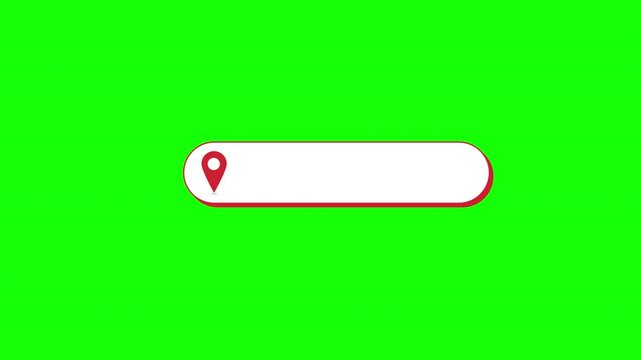 Animated Location Icon Bar, Minimalist GPS Marker Design for Address Input on Green Screen