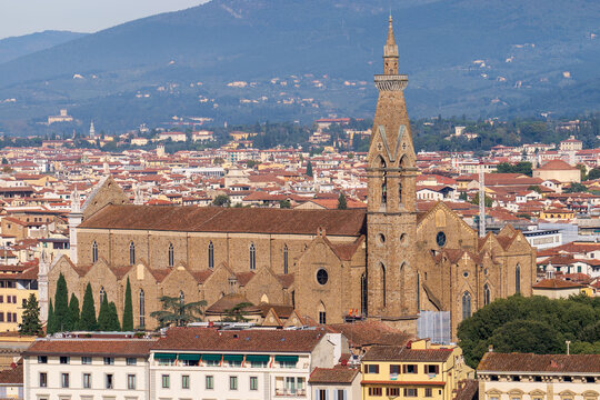 Florence, Italy - November 5, 2024: Florence cityscape and Pazzi Chapel