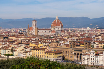 Fototapeta premium Florence, Italy - November 5, 2024: Florence cityscape and Cathedral of Santa Maria del Fiore