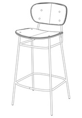 Bar chair and stool editable vector illustration  Fancy line art design, hand-drawn elements for modern bar furniture, stylish seating, and interior decor. Perfect for kitchen, lounge, or pub settings