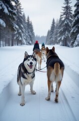 dogs in sleds
