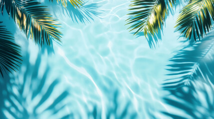 "Tranquil Reflections: Calm Blue Water with Palm Shadows"

