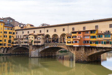 Florence, Italy - November 5, 2024: Florence cityscape and The Ponte Vecchio (Old Bridge).