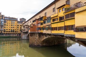 Florence, Italy - November 5, 2024: Florence cityscape and The Ponte Vecchio (Old Bridge).