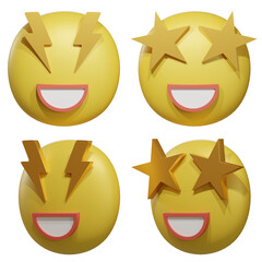 A set of original 3D emoji isolated on a transparent background.