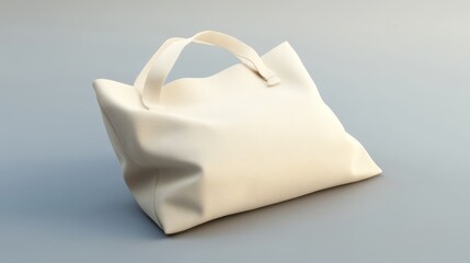 A white tote bag isolated on a light grey background.