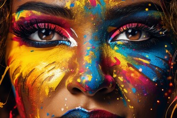 Dynamic paint splatter design in bold, vivid colors for striking artistic effect