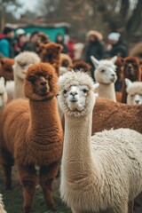 Fototapeta premium Urban Alpaca Farming: Eco-Conscious Fiber in the City