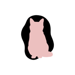 Minimalist Pink Cat Silhouette on Black Background - Modern Pet Art - SVG