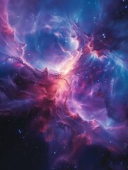 a deep outer space world full of neon creatures stars dust finest details