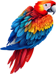 Fototapeta premium Colorful macaw parrot with vibrant feathers isolated on transparent background, ideal for tropical and exotic design projects
