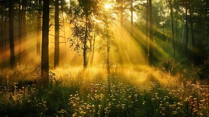Fototapeta premium Golden Forest Glade