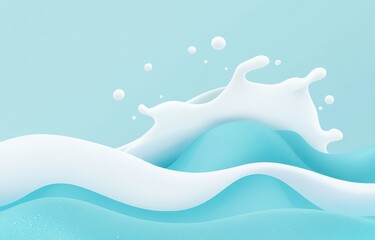 Milk or milky liquid wave background, banner design template for poster, web advertising, and packaging of children's milk products on a blue background. fresh white cream liquid splash on blue color