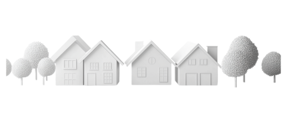 Monochrome house skyline against transparent background