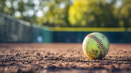 Close-up of dusty ball on sandy field during golden hour. Amateur sports and small-town traditions under fading daylight