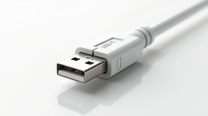 High-Resolution Close-Up of Type-A USB Connector on White Background.