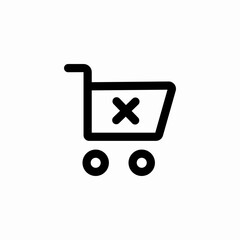 shopping cart delete icon sign vector