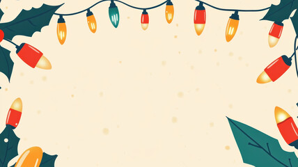 Pastel retro christmas lights on cream background vector illustration