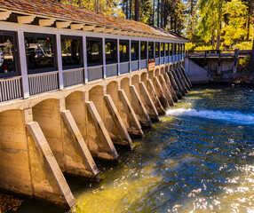 The Historic Lake Tahoe Dam on The Truckee River, Tahoe City, California, City, Nevada, USA