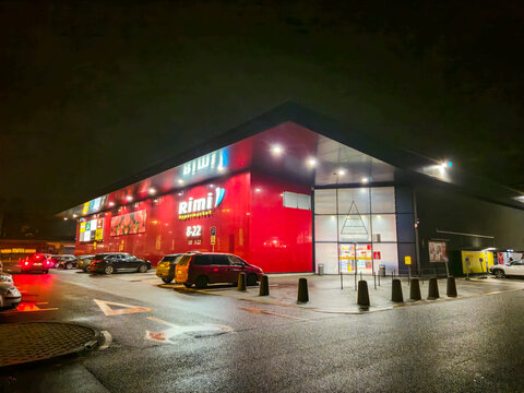 Kaunas, Lithuania - November 7, 2024: Rimi hypermarket in Lithuania.