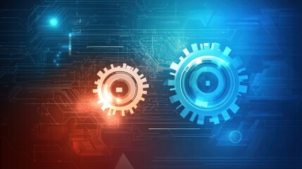 Obraz premium Abstract Technology Gears Background: Digital Innovation and Futuristic Design